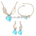 Luxury heart shape bule crystal element diamond bridesmaids jewelry sets